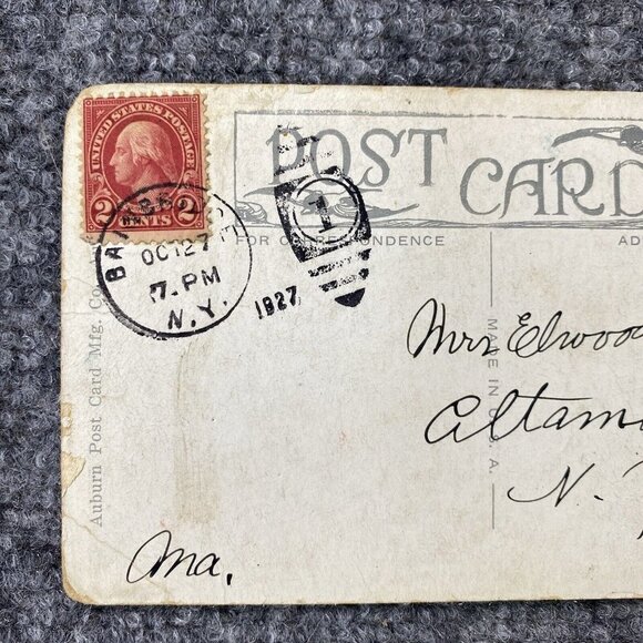 Vintage Bainbridge NY Postcard Methodist Church Posted 1927 White Border - Picture 6 of 7